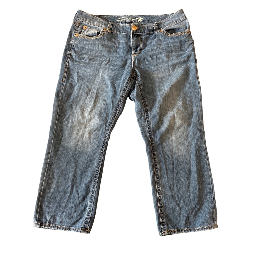 Seven7 Luxe Womens Size 16 Medium Wash Stretch Denim Jeans Capris